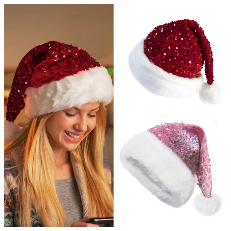 Santa Hat Plush - Gorro de Navidad de doble capa