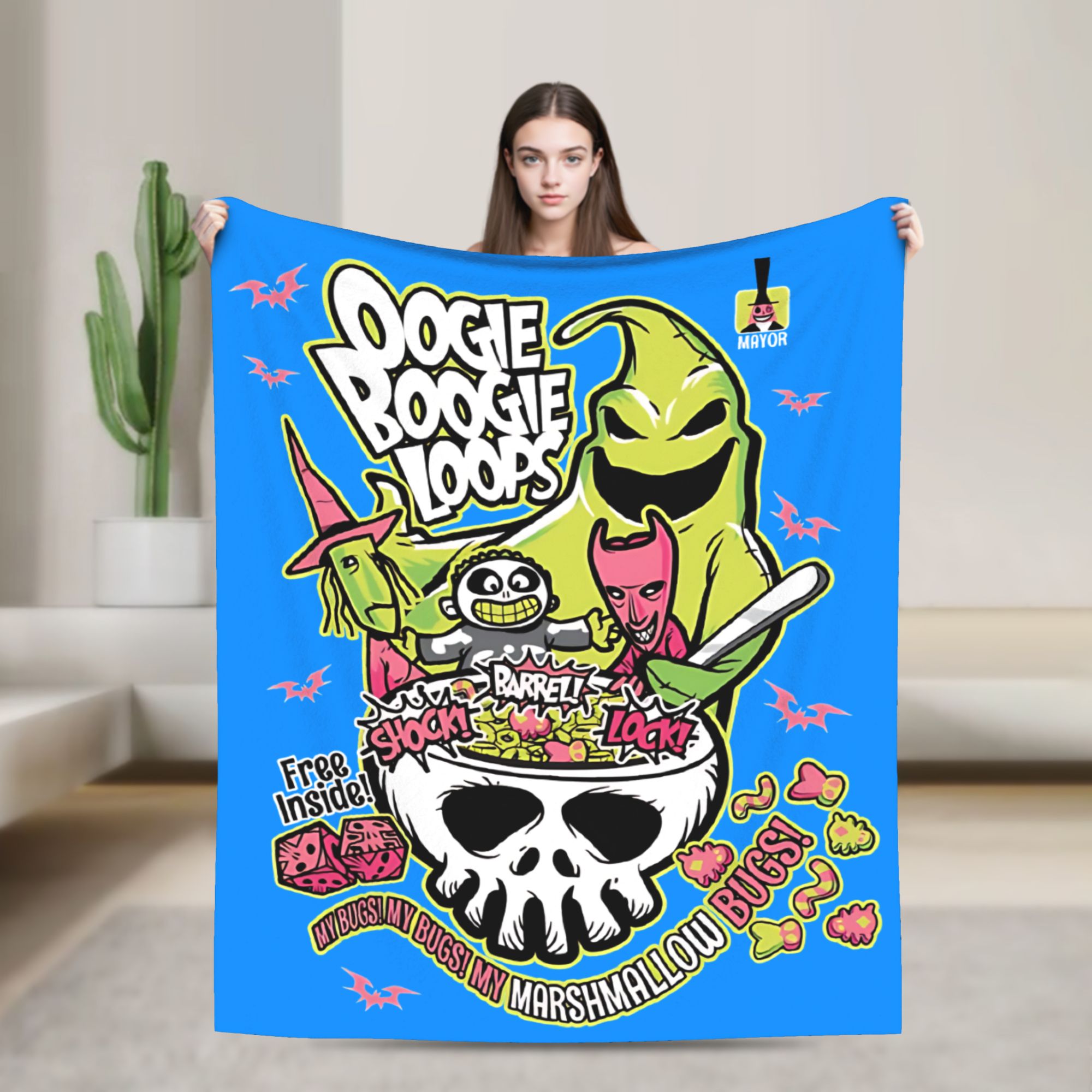 Christmas Throw Blanket - Oogie Boogie Loops Halloween, La Pesadilla